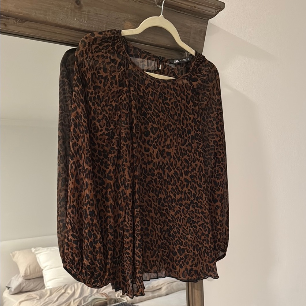 Leopard Print Chiffon Blouse
